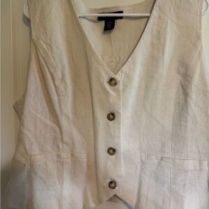 Tahari Beige Button-Down Vest